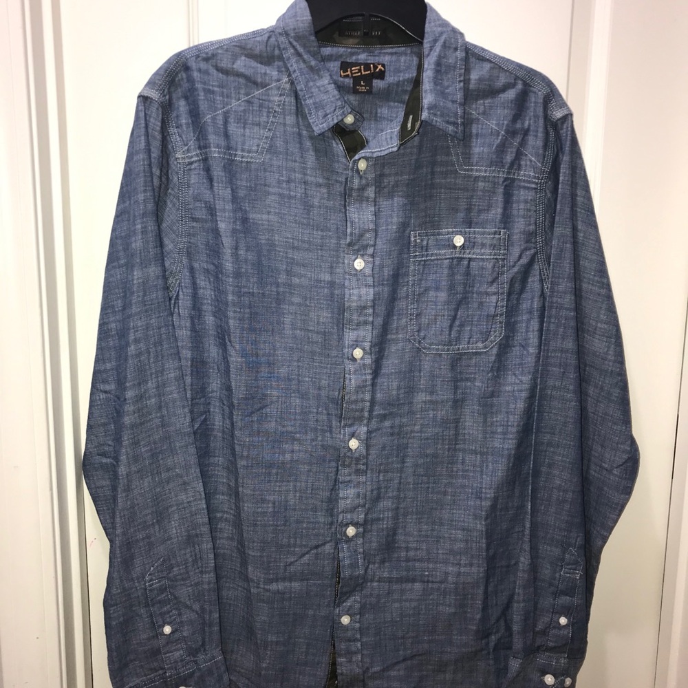 Helix Athletic Fit shirts men sz L blue